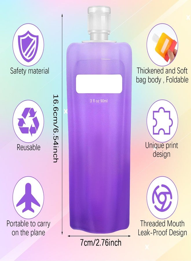 Dimeho 6 Pcs Travel Pouches for Toiletries, 3 oz Travel Size Containers Leak Proof Empty Squeeze Pouches (orange, purple and green) - Image 2